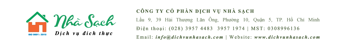 CÔNG TY CỔ PHẦN DỊCH VỤ NHÀ SẠCH